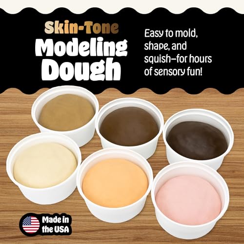 Hygloss Play Modeling Dough for Kids Multicultural Skin Tones Safe NonToxic Sensory Dough for Arts Crafts Play Clay for Toddler Activities Preschool Classroom MustHaves 6 Tubs x 6oz - Image 5
