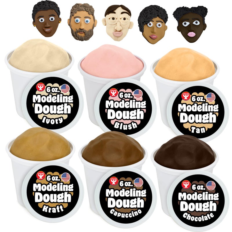 Hygloss Play Modeling Dough for Kids Multicultural Skin Tones Safe NonToxic Sensory Dough for Arts Crafts Play Clay for Toddler Activities Preschool Classroom MustHaves 6 Tubs x 6oz - Image 3