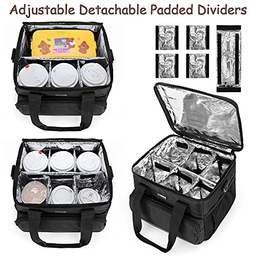 Trunab Reusable 6 Cups Drink Carrier for Delivery with Adjustable Dividers, Handle with Carrying Strap Tote Holder Insulated Bag for Beverages,Food Take Out,Outdoors - Image 3