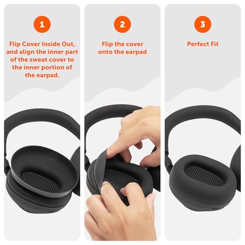 WC SweatZ XM6 – Patented Silicone Earpad Sweat Covers Compatible with Sony WH-1000XM6 by Wicked Cushions | Sweatproof & Easily Washable | Black - Image 5