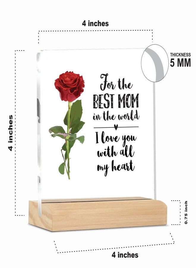 Giftplease Sign Best Mom in The World Quote Plaque With Wood Stand | Mother's Day Gift | Gift for Mom Home Office Desk Decor | (4 X 4 Inches) MP_01 - Image 5