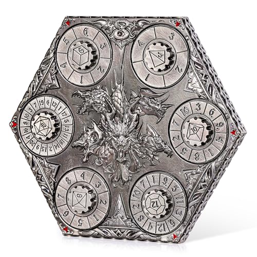 Kabinka DND Dice Set 7 in 1 Metal SpinDial Dice with Storage Bag Portable Celtic Knot DD Dice for D4D6D8D10D12D20 Role Playing Board Games Patina Silver - Image 1