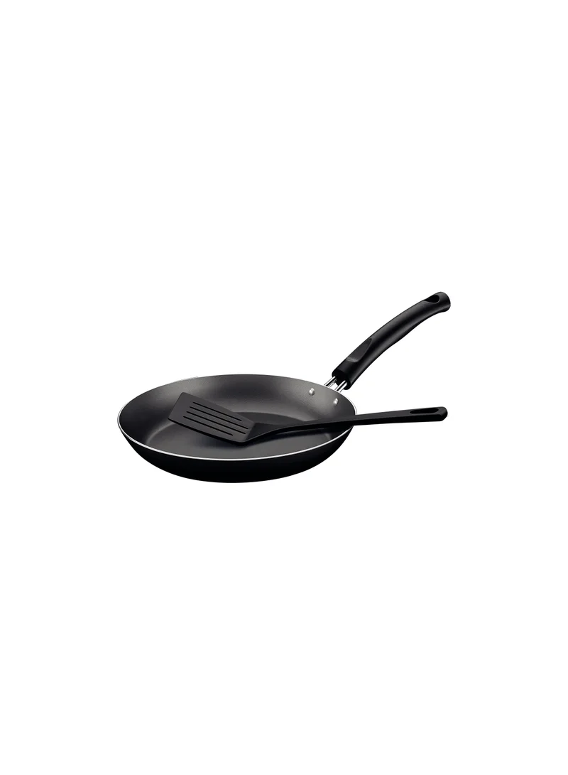 TRAMONTINA Tramontina Paris 22cm Aluminum Frying Pan with Interior Starflon Max PFOA Free Nonstick Coating and Exterior Black Silicon Coating with Spatula
