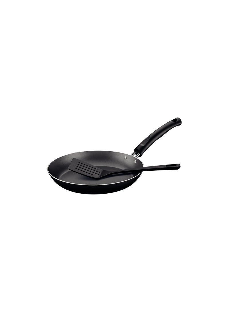 TRAMONTINA Tramontina Paris 22cm Aluminum Frying Pan with Interior Starflon Max PFOA Free Nonstick Coating and Exterior Black Silicon Coating with Spatula 