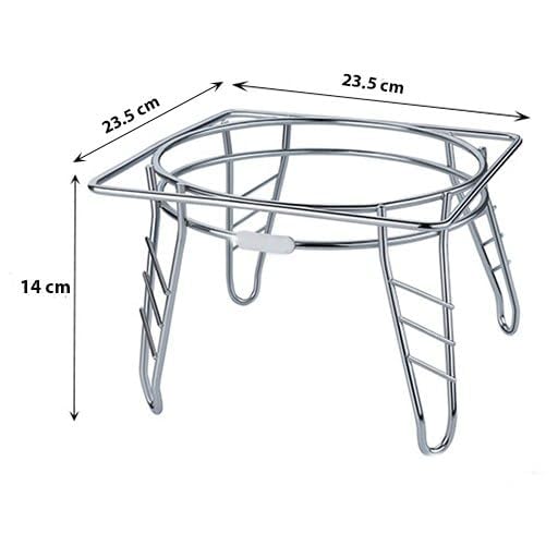 Gladnes Fancy Water Pot and Matka Stand Stainless Steel Pot Stand Kitchen Rack Chrome Plated Plant Pot Stand 235 x 235 x 14 cm - Image 2