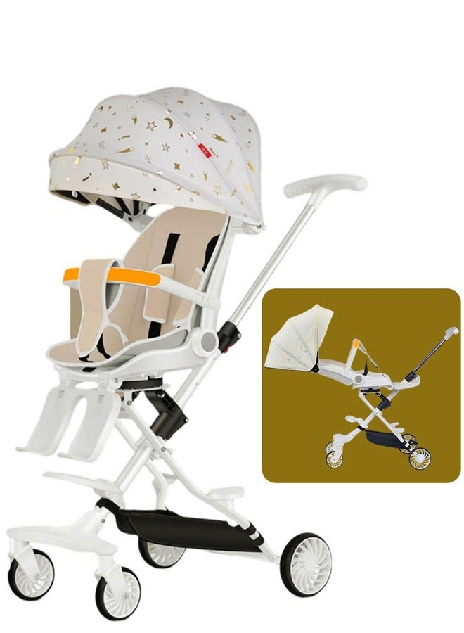 Beauenty 2 In 1 Strollers for Infant and Kids,Two Ways Rotating Seat,Sturdy and Lightweight Design,with Pedals and Sun Canopy,One Step Folding Baby Stroller - Image 1