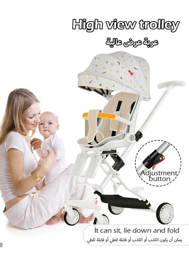 Beauenty 2 In 1 Strollers for Infant and Kids,Two Ways Rotating Seat,Sturdy and Lightweight Design,with Pedals and Sun Canopy,One Step Folding Baby Stroller - Image 2