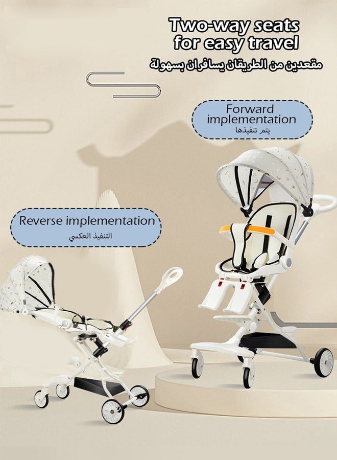 Beauenty 2 In 1 Strollers for Infant and Kids,Two Ways Rotating Seat,Sturdy and Lightweight Design,with Pedals and Sun Canopy,One Step Folding Baby Stroller - Image 3