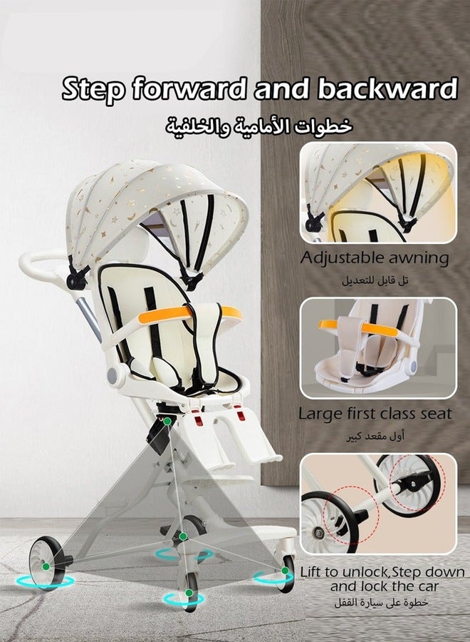 Beauenty 2 In 1 Strollers for Infant and Kids,Two Ways Rotating Seat,Sturdy and Lightweight Design,with Pedals and Sun Canopy,One Step Folding Baby Stroller - Image 4