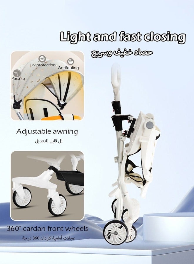 Beauenty 2 In 1 Strollers for Infant and Kids,Two Ways Rotating Seat,Sturdy and Lightweight Design,with Pedals and Sun Canopy,One Step Folding Baby Stroller - Image 5