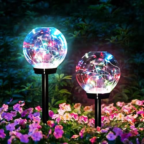 GIGAWATTS GW-906 Solar Globe Garden Light 20 LED IP65 Waterproof BIS Approved Outdoor Bubble Ball Lamp with 2V Panel & 600mAh Ni-MH Battery for Home Garden Backyards Pathways (Pack of 1, Multicolour) - Image 1