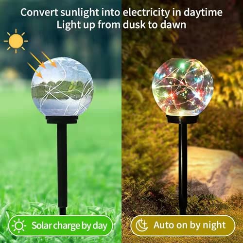 GIGAWATTS GW-906 Solar Globe Garden Light 20 LED IP65 Waterproof BIS Approved Outdoor Bubble Ball Lamp with 2V Panel & 600mAh Ni-MH Battery for Home Garden Backyards Pathways (Pack of 1, Multicolour) - Image 2