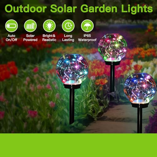 GIGAWATTS GW-906 Solar Globe Garden Light 20 LED IP65 Waterproof BIS Approved Outdoor Bubble Ball Lamp with 2V Panel & 600mAh Ni-MH Battery for Home Garden Backyards Pathways (Pack of 1, Multicolour) - Image 5