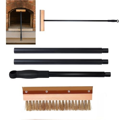 THW Heavy Duty Wire Brush with Scraper and Long Folding Handle, 36" for Pizza Oven, Wood fire Oven Gas Oven - Image 1