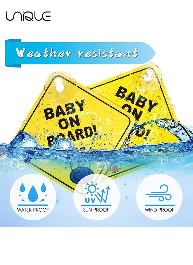 Unique 2 Pcs Baby on Board Car Warning - Baby on Board Sticker Sign for Car Warning with Suction Cups - Baby in Car Sticker for Car Window Cling Reusable Baby on Board Sticker Decal (Giraffe + Lion)  - Image 3