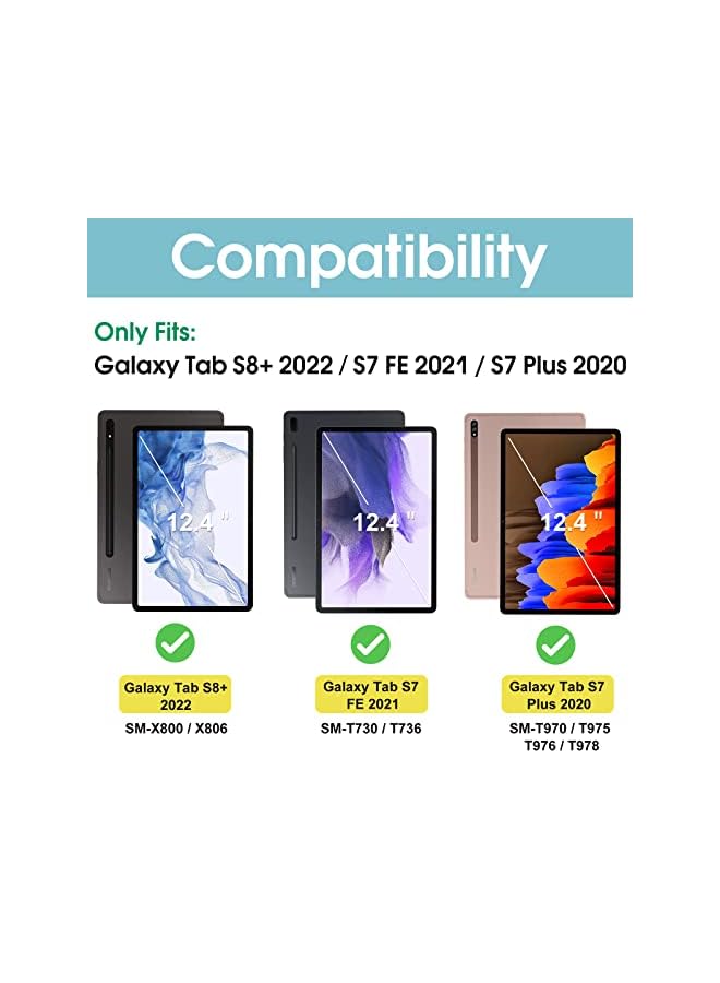 Procases 2 Pack Screen Protector For Galaxy Tab S8 Plus/Tab S7 Fe/Tab S7 Plus 12.4 Inch, 9H Hardness Tempered Glass Hd Clear Film For Sm-X800/X806/T730/T736/T970/T975/T976/T978 - Image 2
