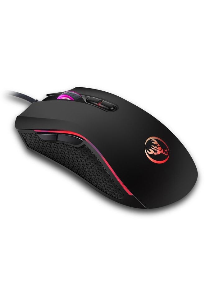 BURAQ - HXSJ A869 Colorful Glowing Wired Game 7-Keys 3200 DPI Adjustable Ergonomics Optical Mouse - Image 1