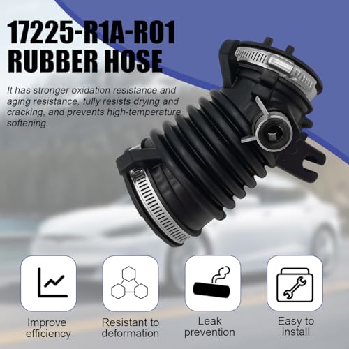 HZEL Car Air Cleaner Intake Hose Tube, OEM#17225-R1A-A01 Rubber Vehicle Engine Filter Air Intake Hose Duct with 3 Clamps, Auto Engine Filter Boot Replacement, Compatible with Civic Ilx - Image 4