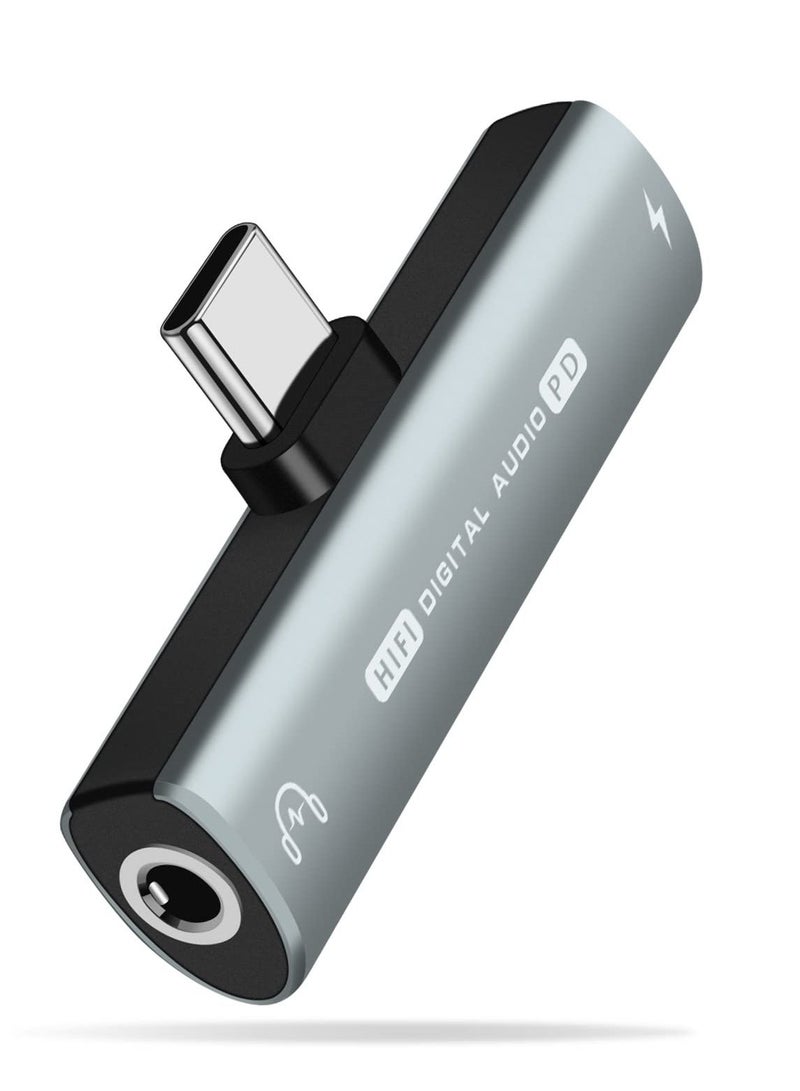 USB C to 3.5mm Audio Headphone Adapter and Charger, 2 in 1 USB C Headphone Jack HiFi DAC with 27W Fast Charging Dongle Adapter Compatible with Galaxy S23 Ultra/S22+/A53/Note 20, Pixel 7/7Pro/6/6Pro/5 - Image 1