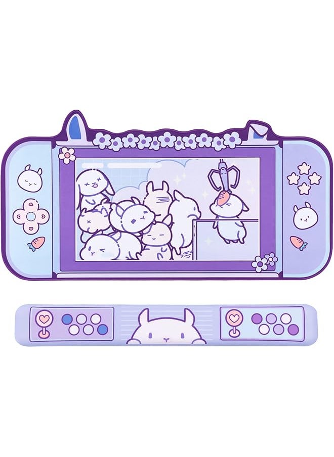 GEEKSHARE Bunny Wrist Rest Support Mouse Pad Set Non Slip Rubber Base And Lightweight Memory Foam Wrist Rest For Keyboard And Mouse Perfect For Gaming Or Home Office Work Mousepad And Wrist Rest  - Image 1