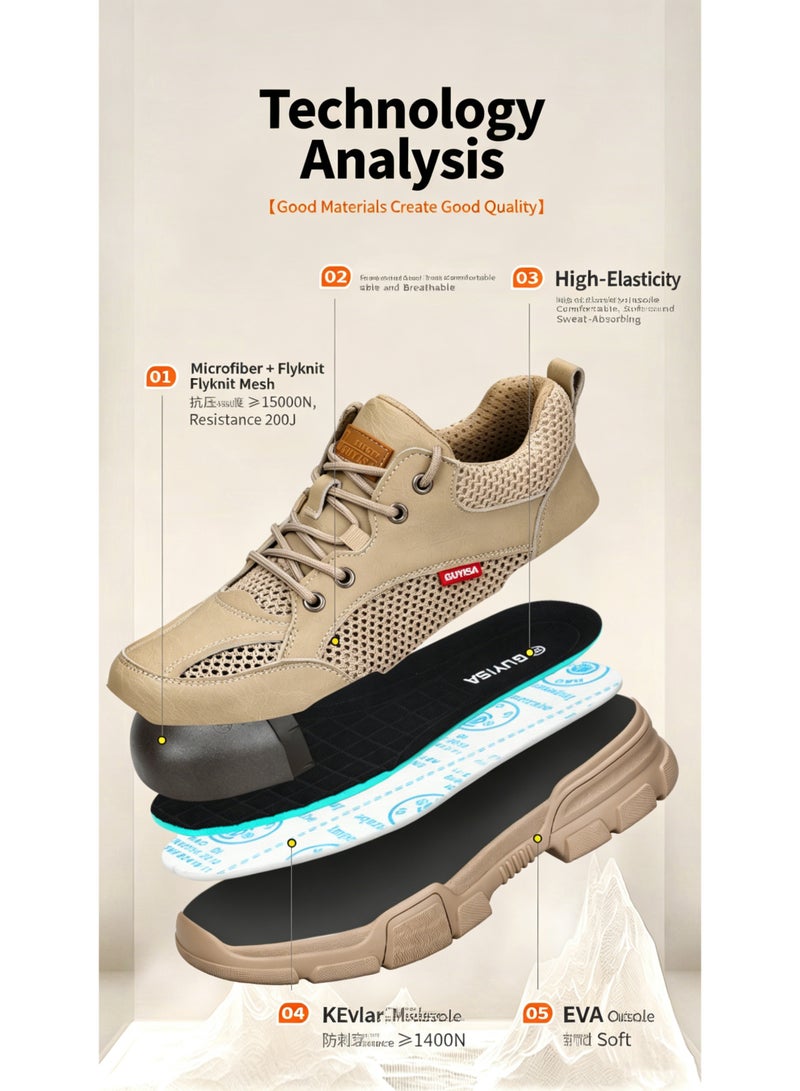 GUYISA Waterproof Work Boots Safety Steel Toe Shoes Men Lightweight Work Sneakers Safety Shoes Men Protective Boots Steel Toe Shoes - Image 2