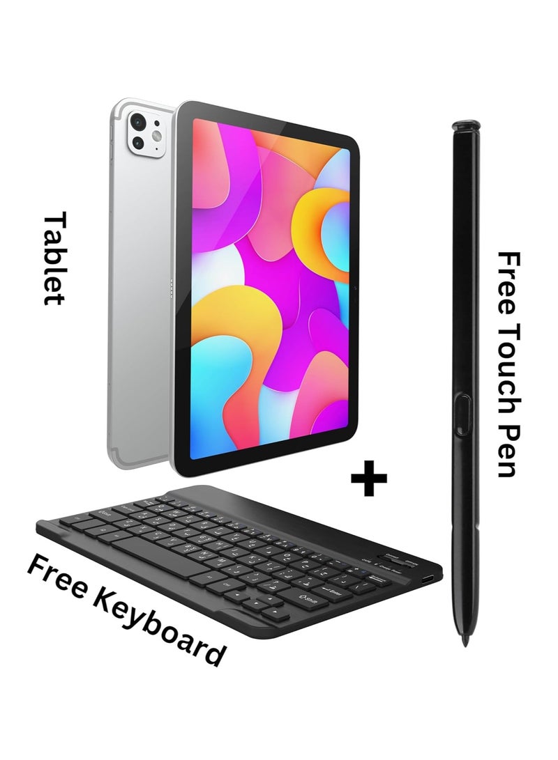 OTEETO TAB 15 Tablet/10.1 Inch/4G SIM/iOS Style Operating System/5G Dual SIM/Octa Core Processor/Included Flip Cover&Keyboard/8GB RAM + 512 GB ROM/Android 13/6000 mAh/8MP Front+13 MP Rear (Silver) - Image 5