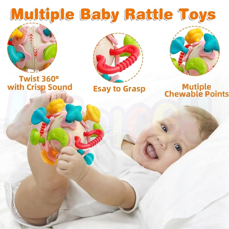 Kidology Silicone Space Ball Baby Teether - Sensory Toy for Boys and Girls, Newborn & Infant Rattle Toys, Montessori Learning Developmental Toddler Toys Suitable for Babies 6+ Months, Multicolor - Image 4
