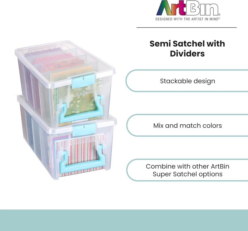 ArtBin 6925AB Semi Satchel with 3 Removable Dividers, Portable Art & Craft Organizer with Handle, [1] Plastic Storage Case, Clear - Image 5