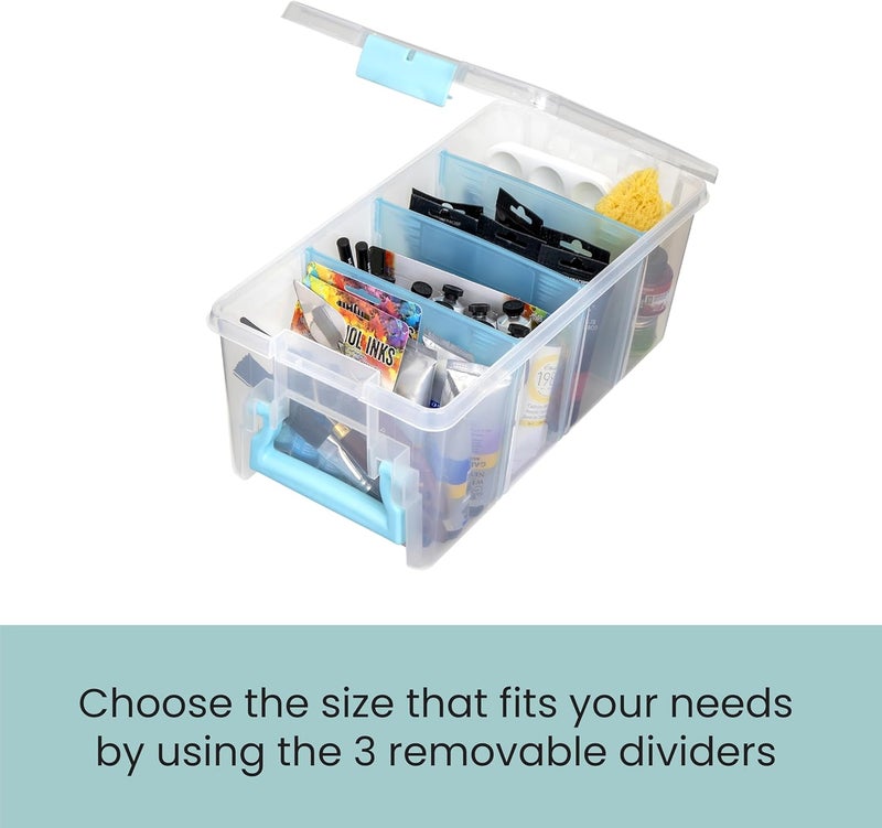 ArtBin 6925AB Semi Satchel with 3 Removable Dividers, Portable Art & Craft Organizer with Handle, [1] Plastic Storage Case, Clear - Image 3