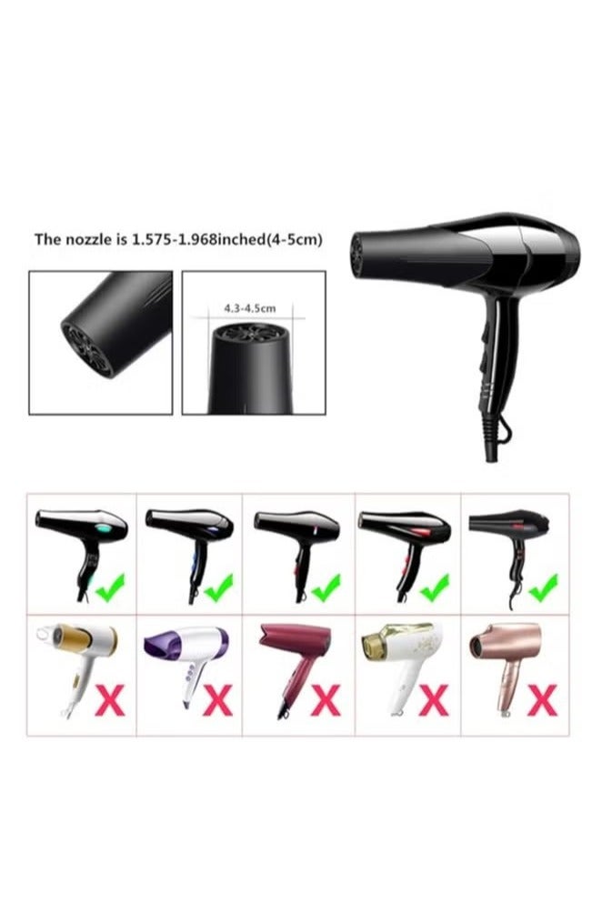 ناشر الشعر العالمي قابل للتكيف مع مجففات النفخ مع 1.4 بوصة إلى 1.96 بوصة ، للشعر المجعد أو المتموج ، تصميم طي قابلة للطي قابلة للطي-أسود-أسود - Image 4