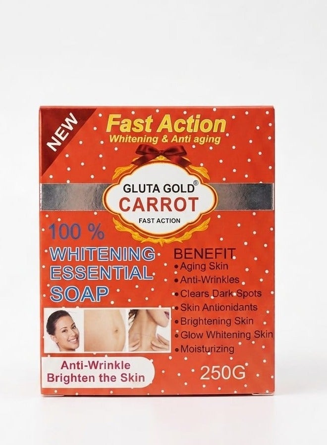 Gluta Gold Essential Carrot Soap for Skin Whitening and Fast-Acting Anti-Aging, 250g - Image 2