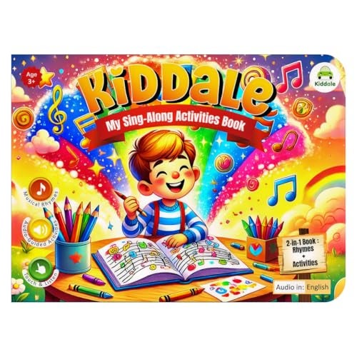 Kiddale 2 in 1 Sing-Along Rhymes & Brain Boosting Activities Book| Enjoy Rhymes & 28 Sounds with Activities| Best Gift for 3+ Kids - Image 1