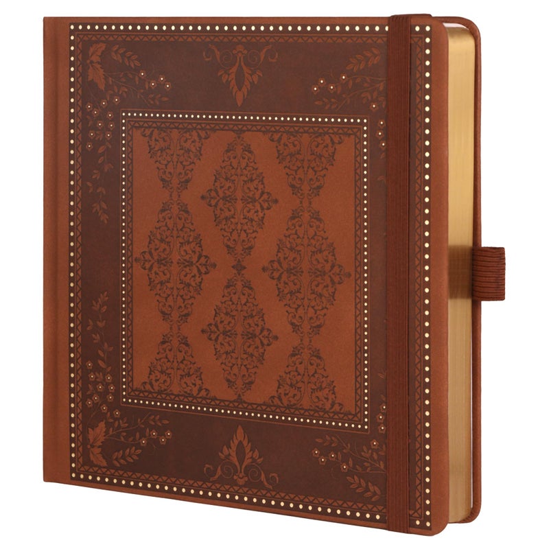 TIEFOSSI Dotted Journal Notebook, Dot Grid Notebook for Women Men, Hardcover PU Leather Journal, 160 GSM Thick Paper, 160 Numbered Pages with Gold Edges, 8 x 8 Square Diary - Image 1
