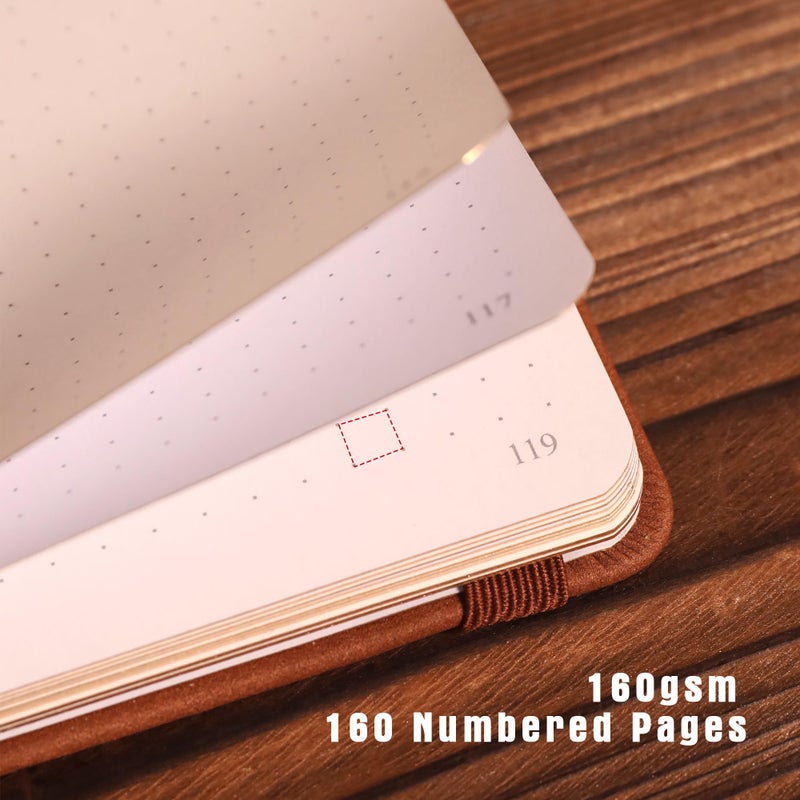 TIEFOSSI Dotted Journal Notebook, Dot Grid Notebook for Women Men, Hardcover PU Leather Journal, 160 GSM Thick Paper, 160 Numbered Pages with Gold Edges, 8 x 8 Square Diary - Image 3