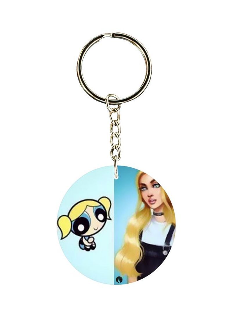 Powerpuff Girl Bubbles Printed Keychain