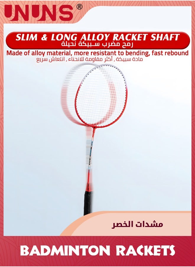 UNUNS - Badminton Racket Set Of 2,Upgrade Carbon Lightweight Aldult Badminton Racket,Racquets And Goose Badminton Shuttlecocks Kits,For Professional Athletes,Beginner Training,Entertainment And Competition - Image 1