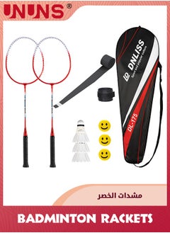 UNUNS Badminton Racket Set Of 2,Upgrade Carbon Lightweight Aldult Badminton Racket,Racquets And Goose Badminton Shuttlecocks Kits,For Professional Athletes,Beginner Training,Entertainment And Competition  - Image 1