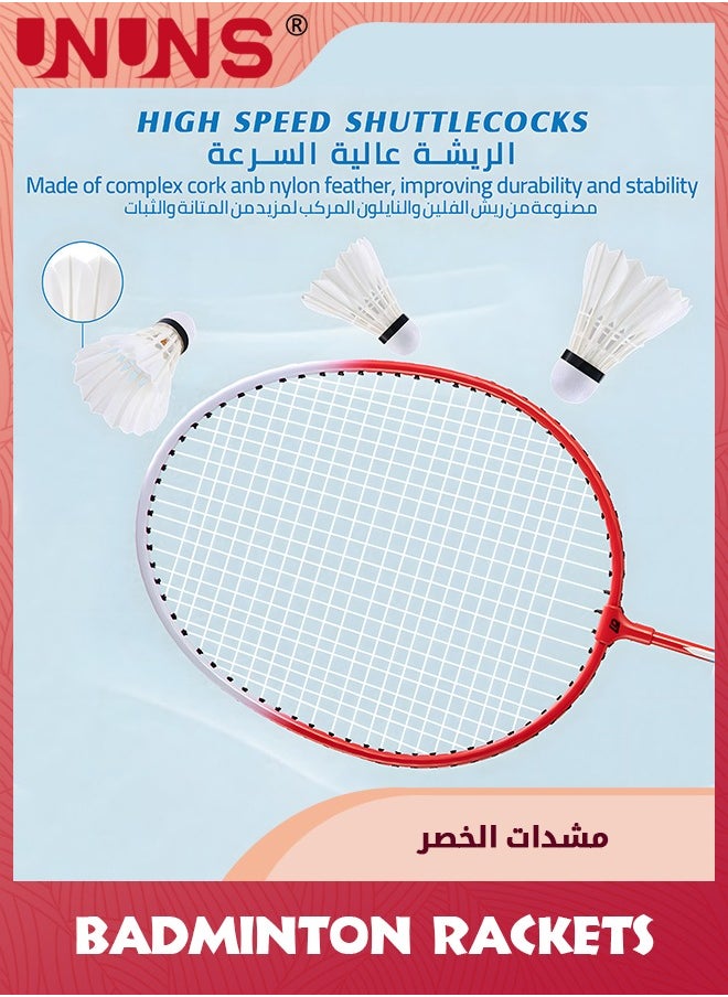 UNUNS - Badminton Racket Set Of 2,Upgrade Carbon Lightweight Aldult Badminton Racket,Racquets And Goose Badminton Shuttlecocks Kits,For Professional Athletes,Beginner Training,Entertainment And Competition - Image 1