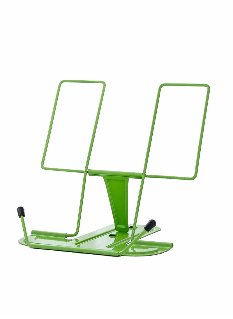 Generic Metal Book Stand for Desk, Adjustable Reading Rest Book Holder, Portable Cookbook Documents Holder, Sturdy Typing Stand for Recipes, Textbooks, Tablet, Music Books with Page Clips  - Image 1
