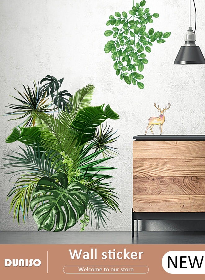 DUNISO 4 قطع ملصقات جدارية لنباتات استوائية نوردية قواقع ورقة ظهر غزال للديكور على الأبواب غرفة النوم غرفة الأطفال ملصقات جدارية، 30*45 سم - Image 1