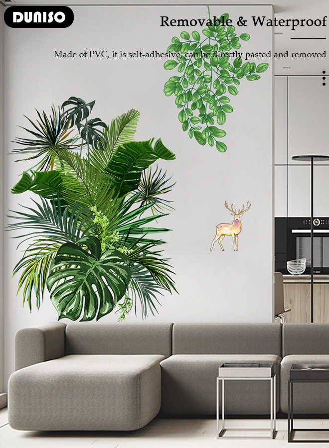 DUNISO 4 قطع ملصقات جدارية لنباتات استوائية نوردية قواقع ورقة ظهر غزال للديكور على الأبواب غرفة النوم غرفة الأطفال ملصقات جدارية، 30*45 سم - Image 2
