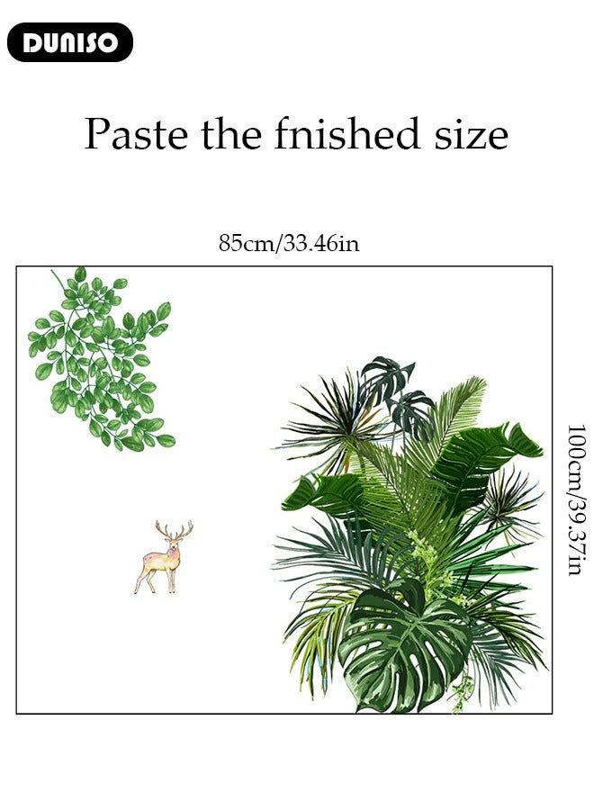 DUNISO 4 قطع ملصقات جدارية لنباتات استوائية نوردية قواقع ورقة ظهر غزال للديكور على الأبواب غرفة النوم غرفة الأطفال ملصقات جدارية، 30*45 سم - Image 4