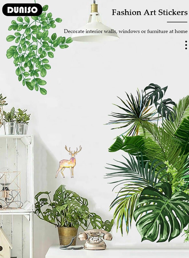DUNISO 4 قطع ملصقات جدارية لنباتات استوائية نوردية قواقع ورقة ظهر غزال للديكور على الأبواب غرفة النوم غرفة الأطفال ملصقات جدارية، 30*45 سم - Image 5