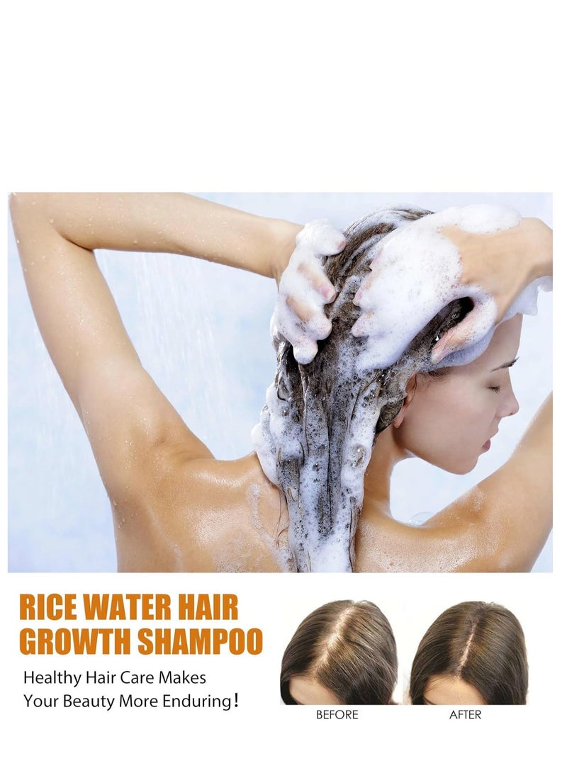 EELHOE Rice Water Hair Growth Shampoo, Natural Hair Growth Shampoo for Men and Women, Biotin Hair Growth Shampoo to Prevent Hair Loss and Hair Fall, Regular Shampoo for All Hair Types, 3.38 Fl Oz - Image 3