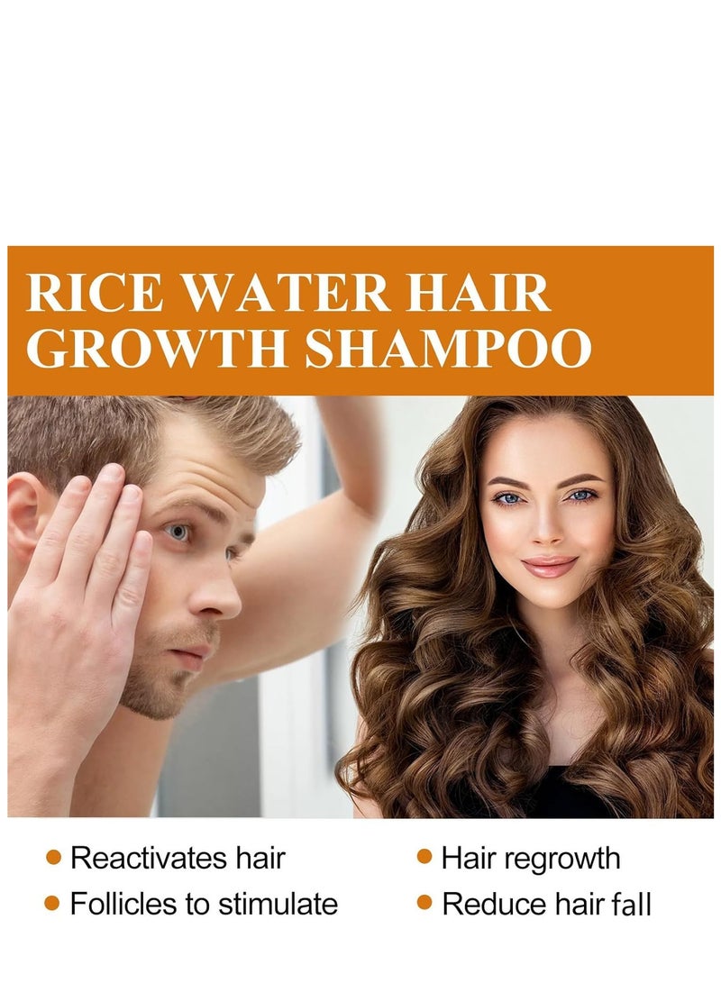 EELHOE Rice Water Hair Growth Shampoo, Natural Hair Growth Shampoo for Men and Women, Biotin Hair Growth Shampoo to Prevent Hair Loss and Hair Fall, Regular Shampoo for All Hair Types, 3.38 Fl Oz - Image 4