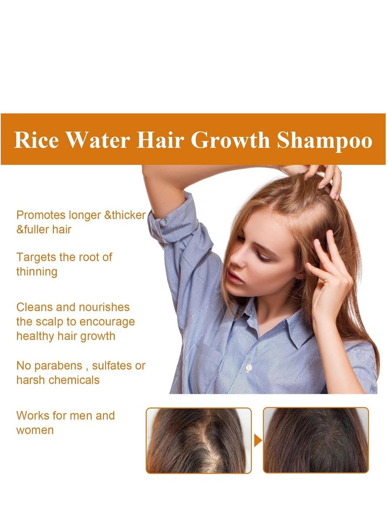 EELHOE Rice Water Hair Growth Shampoo, Natural Hair Growth Shampoo for Men and Women, Biotin Hair Growth Shampoo to Prevent Hair Loss and Hair Fall, Regular Shampoo for All Hair Types, 3.38 Fl Oz - Image 5