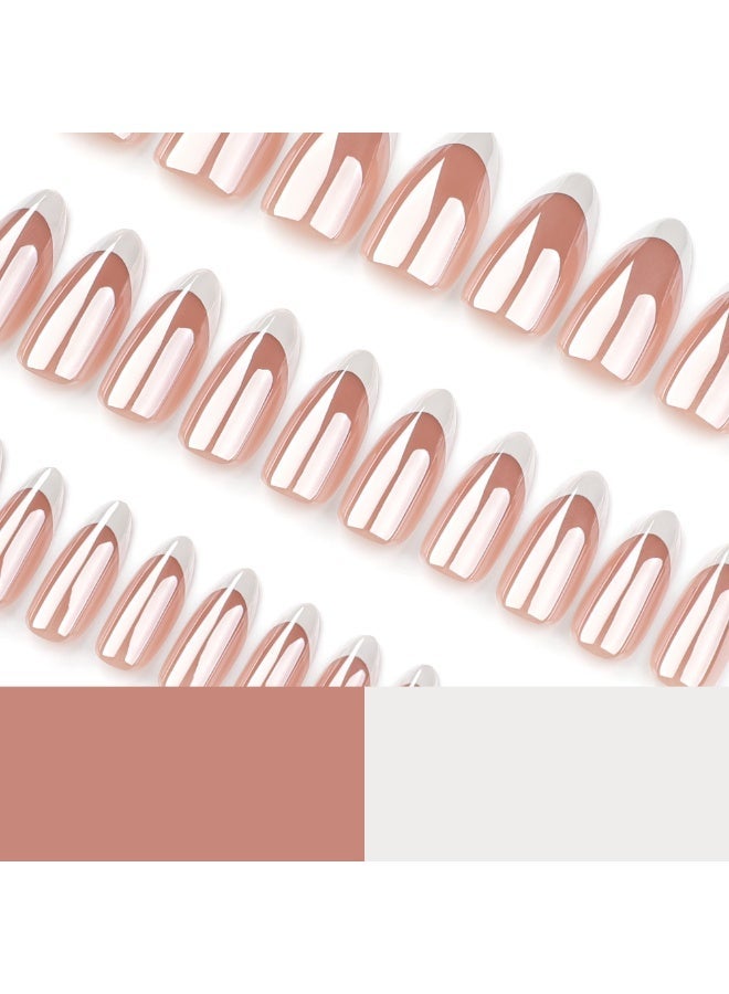 NIKITA.VIVI 24Pcs Press on Nails, False Nails, Fake Nails Set for Women Girls Nail Art Accessories, Press on Nail with Glue Stickers for Easy Apply, Stick on Fingernails Set - Image 4