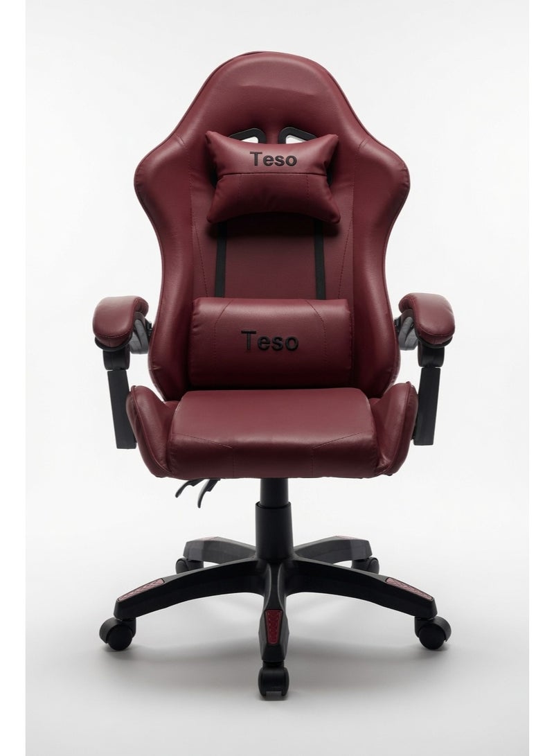 Teso Ergonomic Gaming Chair, High-Back PU Leather Racing Office Chair with Adjustable Lumbar Support, Swivel Computer Desk Chair. - Image 1