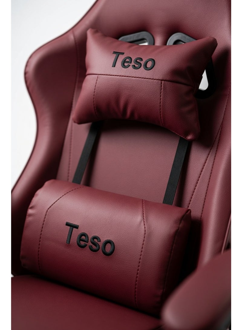 Teso Ergonomic Gaming Chair, High-Back PU Leather Racing Office Chair with Adjustable Lumbar Support, Swivel Computer Desk Chair. - Image 3