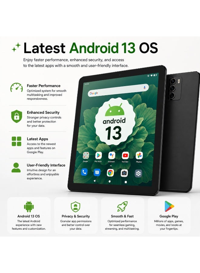 MODIO TAB Modio M132 8-Inch Android 13 Tablet, 8GB RAM 512GB Storage, 5000mAh, Dual SIM, WiFi, Keyboard & Accessories – Black - Image 3